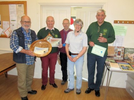 Winners of the May competition certificates with Margaret Garrard